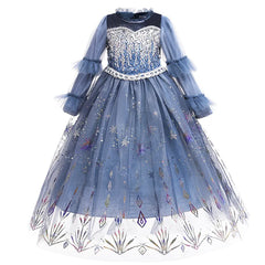 2 4 6 8 10 Yrs Girls Princess Elsa Ball Gown Disney Frozen Snow Queen Party Dress