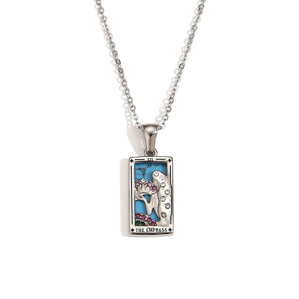 E.B.belle Original New Tarot Queen Lover Magician Moon Necklace Tarnish Free Stainless Steel Jewelry 18K Gold Plated Decoration