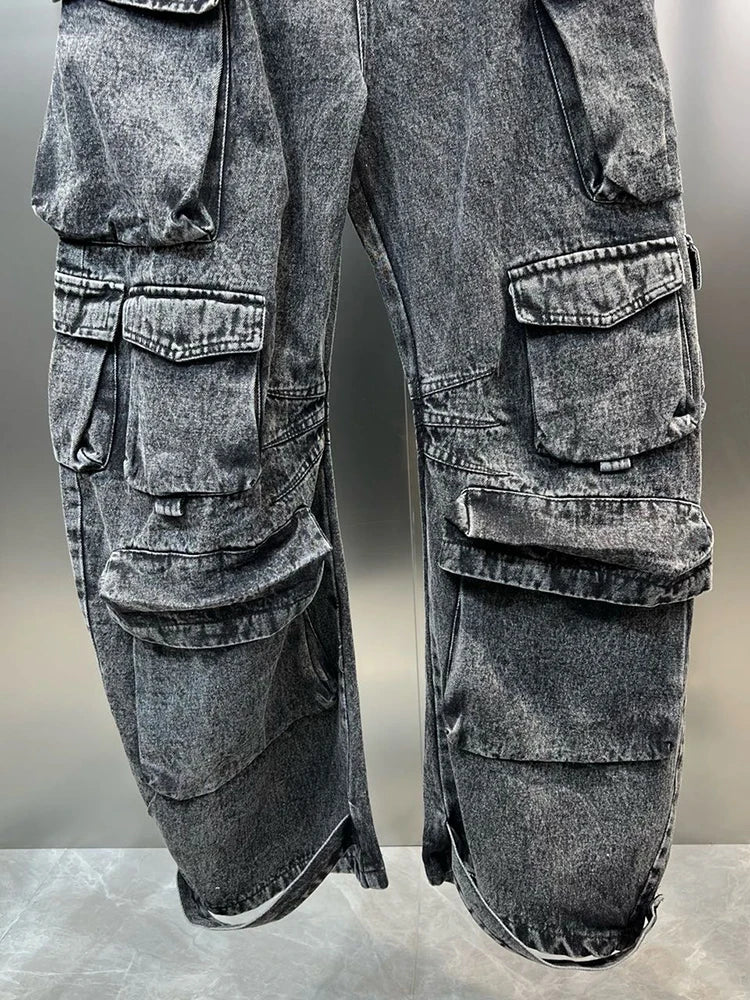 Streetwear Denim Jumpsuits For Women Strapless Sleeveless Off Shoulder