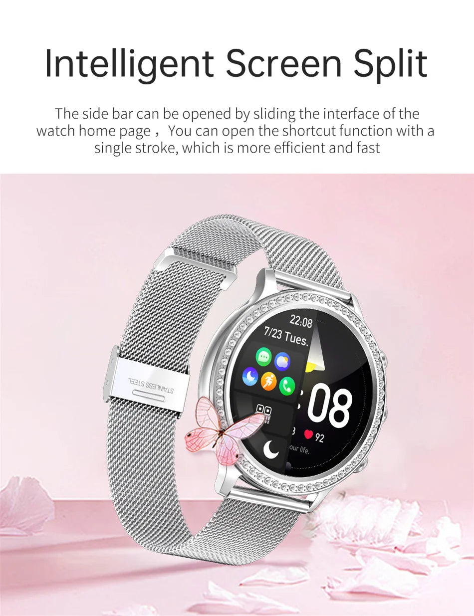 Women Smart Watch Double Strap Heart Rate Sleep Monitoring Wireless Call Voice Assistant Waterproof Smartwatch For Android IOS