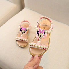 children's sandals girls open toe pearl princess shoes baby slippers