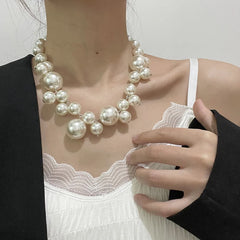 Elegant Imitation Pearl Women's Necklace Big Pearls Beads Choker Necklaces Party