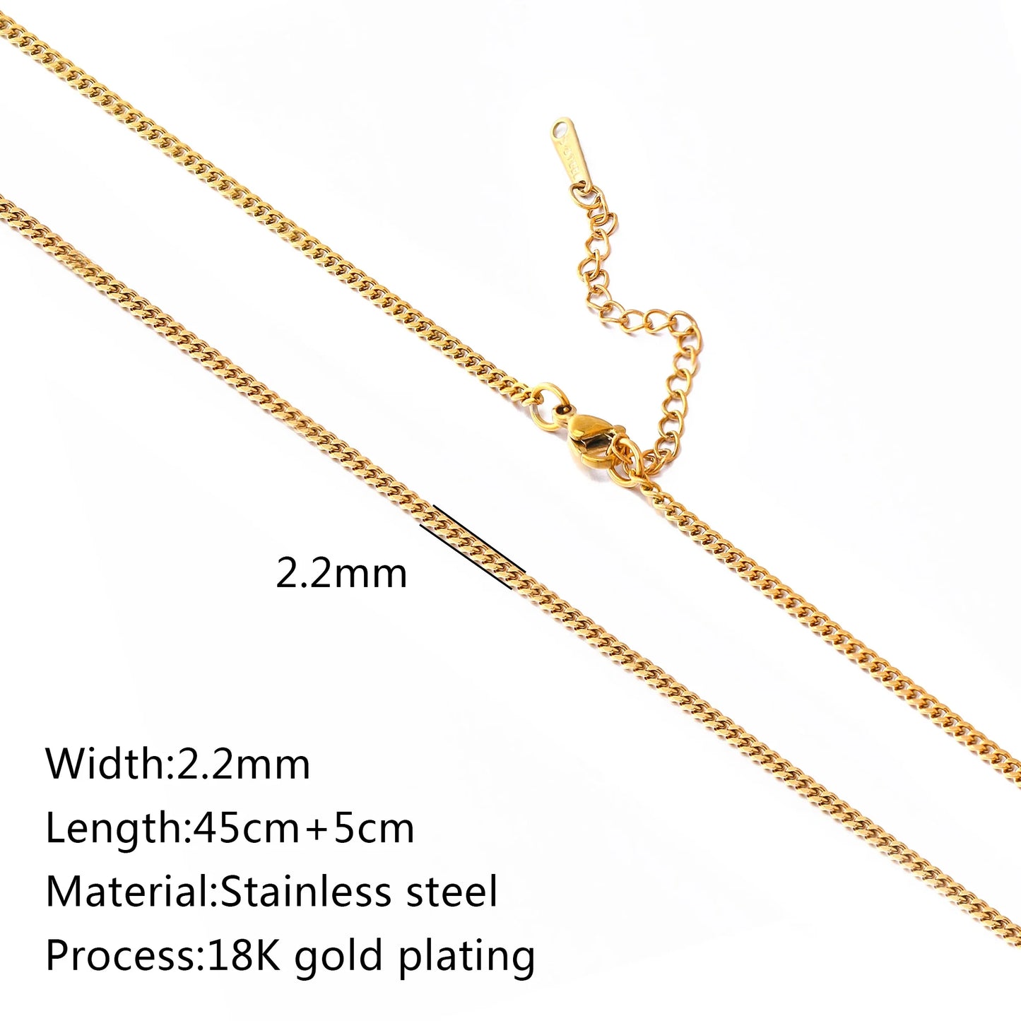 5Pcs/Lot Stainless Steel Bead Rope Link/Cuban/Paperclip Links Snake Chain Necklace Diy Women Jewelry 18K Gold Color Neck Chains