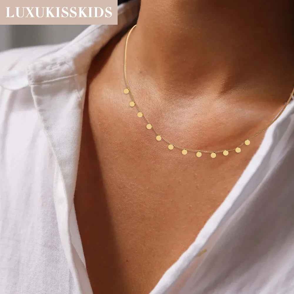 LUXUKISSKIDS Woman Collier бижутерия Golden Chains Necklaces Bohemia Star Heart Elegant Stainless Steel Jewelry Trendy