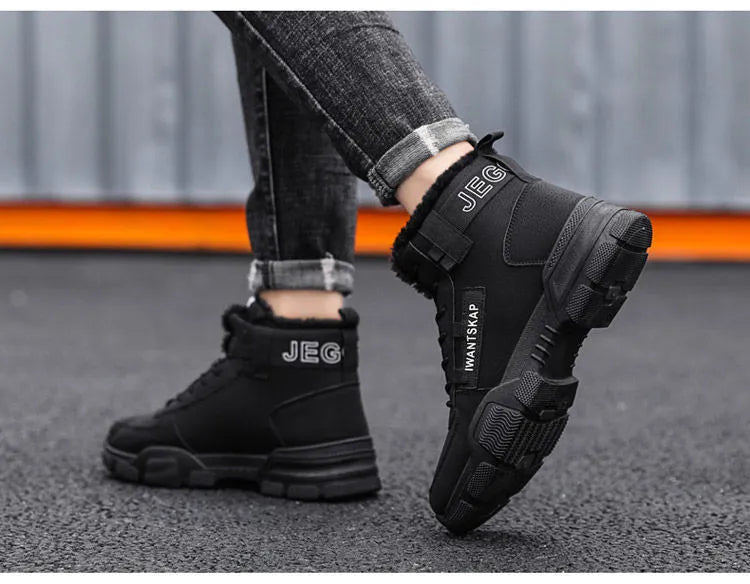 Winter Men's Boots Waterproof Warm Fur Snow Boots Men's Outdoor Work Casual Shoes