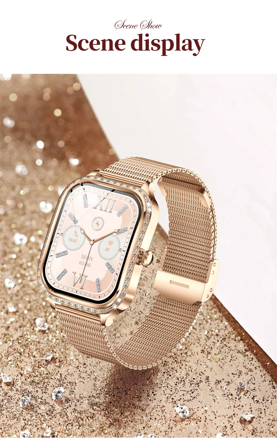 New Luxury Smart Watch Women 1.75" HD Display Heart Rate Sport Fitness IP68 Waterproof Bluetooth Call Smartwatch For Lady Gift