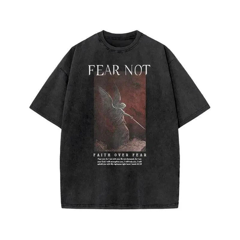 Men's T-shirt Jesus washed short-sleeved oversize T-shirt streetwear printed retro T-shirt suitable for both men and women