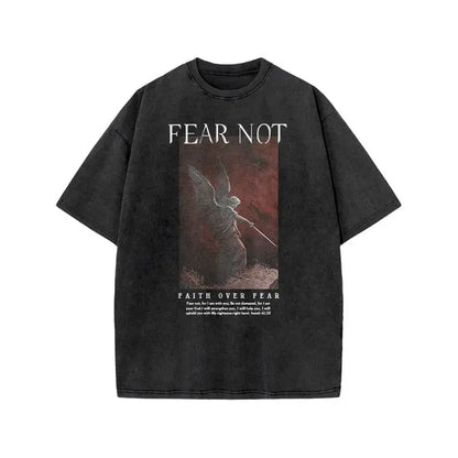 Men's T-shirt Jesus washed short-sleeved oversize T-shirt streetwear printed retro T-shirt suitable for both men and women