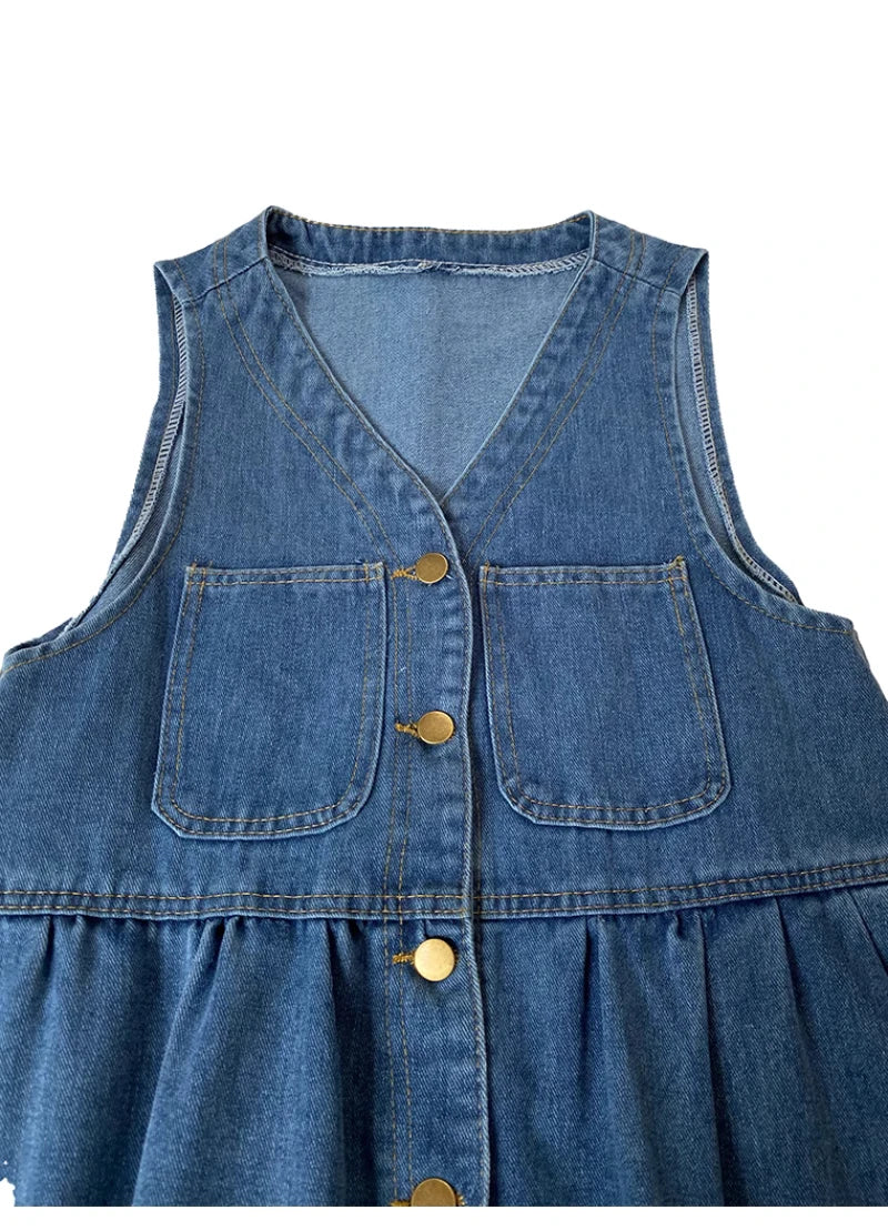 Cowboy Shoulder Strap Dress Female Design Sense Niche Spring And Autumn Slimming Sleeveless Camisole Vest Short Skirt