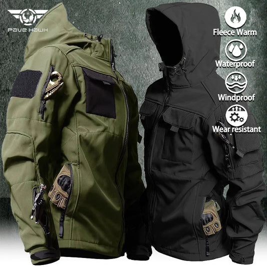 Hooded Tactical Jacket Men Army Training Wear-resistant Windbreaker Outdoors Camping