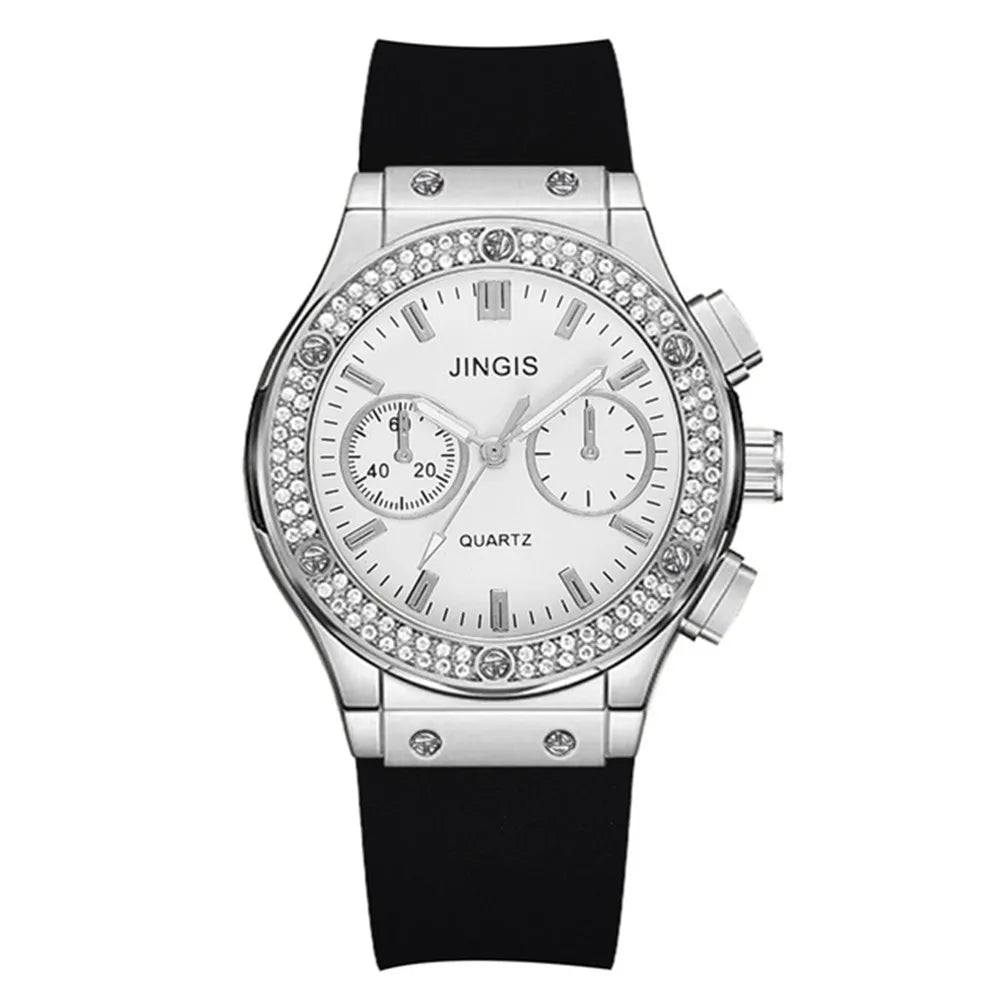 Fashion 2025 Rubber Women Watches Luxurious Brand Casual Diamond Female Quartz Wristwatches Simple Sport Clock Relogio Feminino