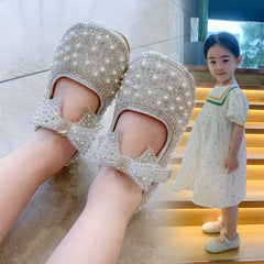 Girl's Princess Shoes Fashion Bow Rhinestone Pu Kids Children's Sandals