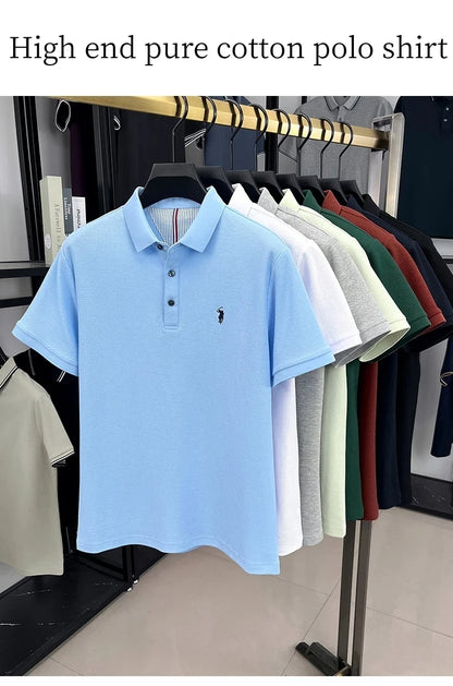 100% pure cotton high-end brand men's short sleeve polo shirt summer fashion original pony embroidery golf Paul  casual T-shirt