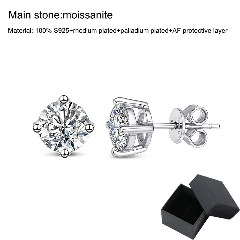 Smyoue 0.1-3CT Test Passed Moissanite Studs Earrings for Men Women S925 Silver Platinum Plated Bride Wedding Lab Diamond Studs