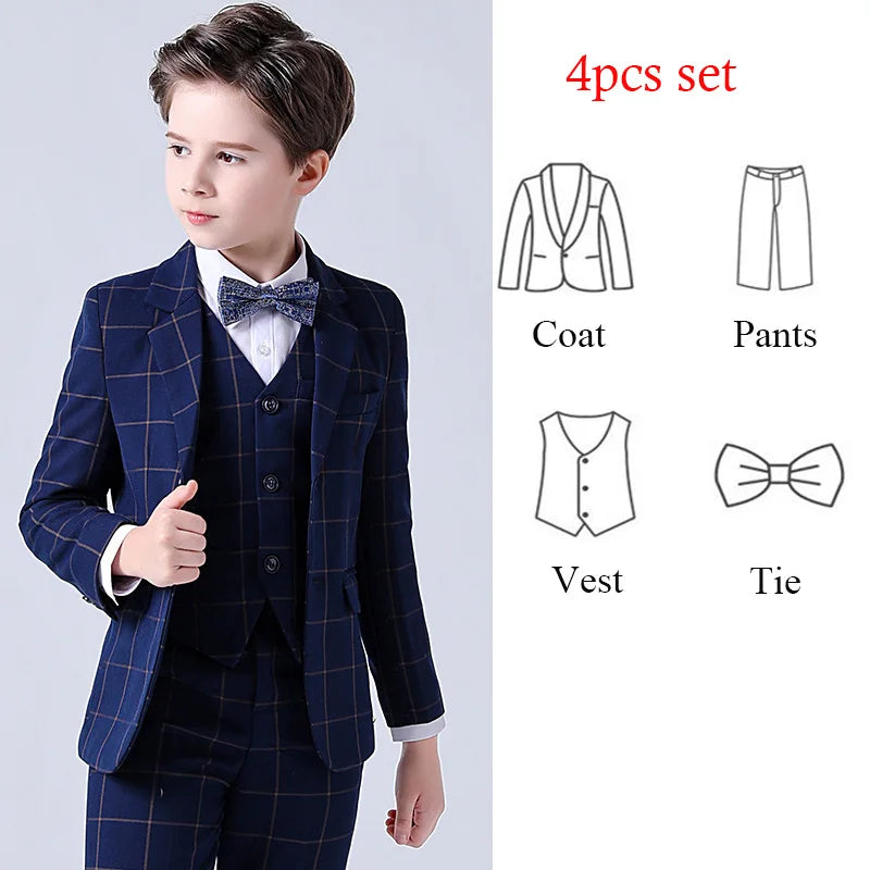 Children Boys Wedding Suit 1-14 Years Teenager Kids Suits Outfits Set Formal Elegant Suit For Children All Seasons Baby Boy Suit