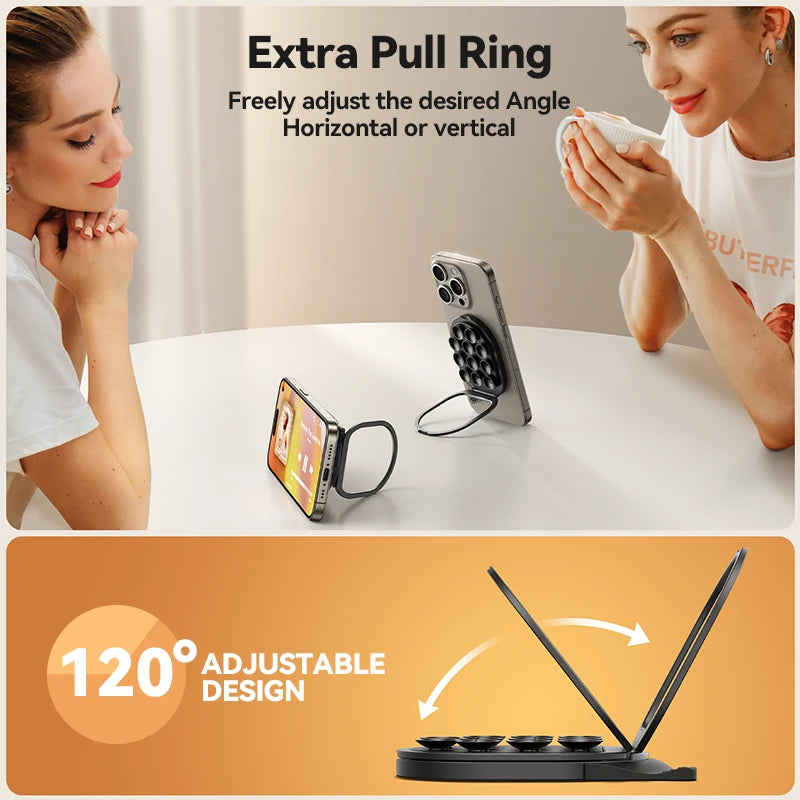 Phone Mount Strong Magnetic Phone Holder Mount with Pull Ring Phone Grip for iPhone/Samsung/Android