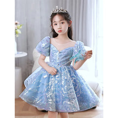 Kids Birthday Party Dresses for Little Girl Size 2 To 14 Years Prom Sequin Dress