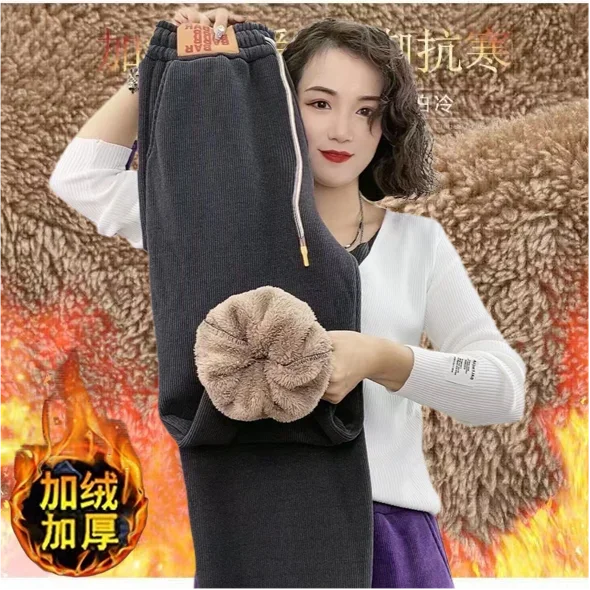 Women Winter Plush Thicken Warm Pants Loose Leggings Casual Sports Pants