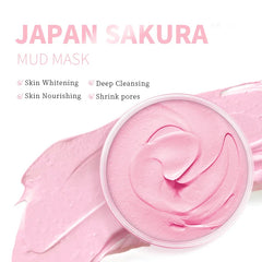 Sakura Clay Mask Deep Cleansing Brightening Repair Skin Mud Korean Face Mask Oil Control Shrink Pores Skin Care 80g