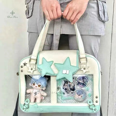 Y2K Trendy Star Ita Bag Lolita Girl Transparent Pocket Fashion Crossbody Bag Women