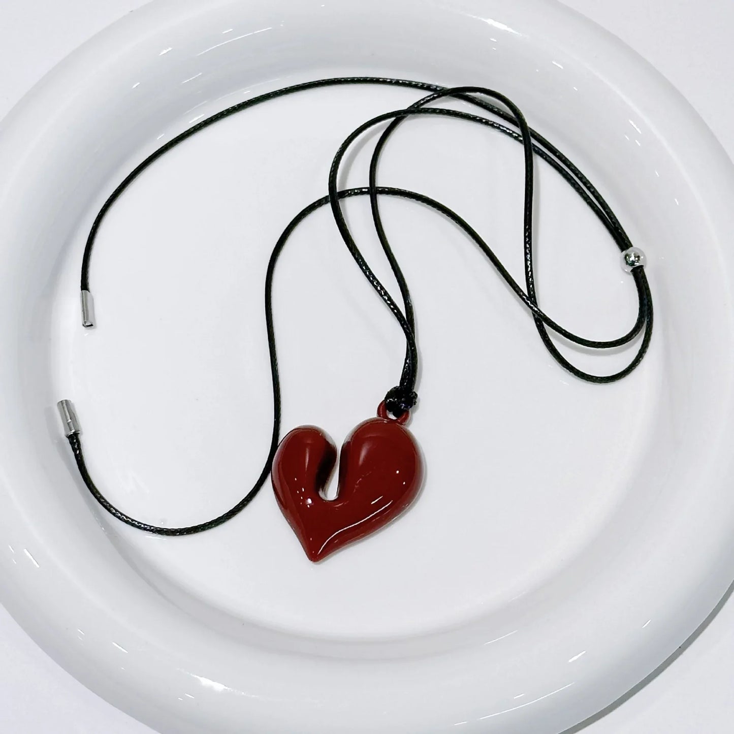 LATS New Heart Pendant Necklace for Women Men 85CM Adjustable Pull-out Sweater Chain Fashion Jewelry Accessory Gift