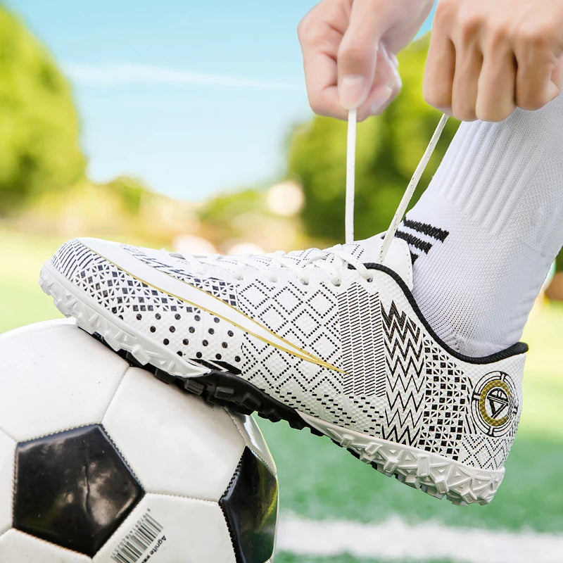 Professional Unisex Soccer Shoes Long Spikes TF Ankle Football Boots