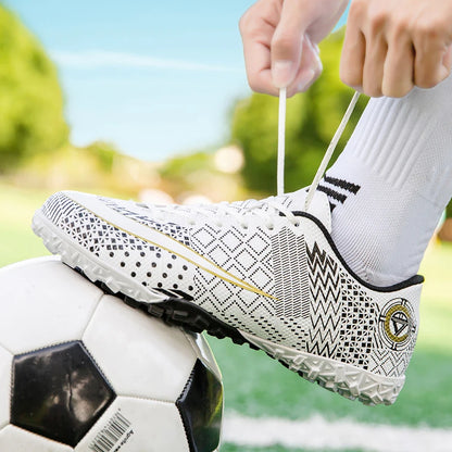 Professional Unisex Soccer Shoes Long Spikes TF Ankle Football Boots