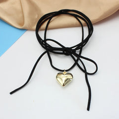 Diy Jewelry Goth Black Velvet 25mm Heart Pendant Choker Necklace for Women