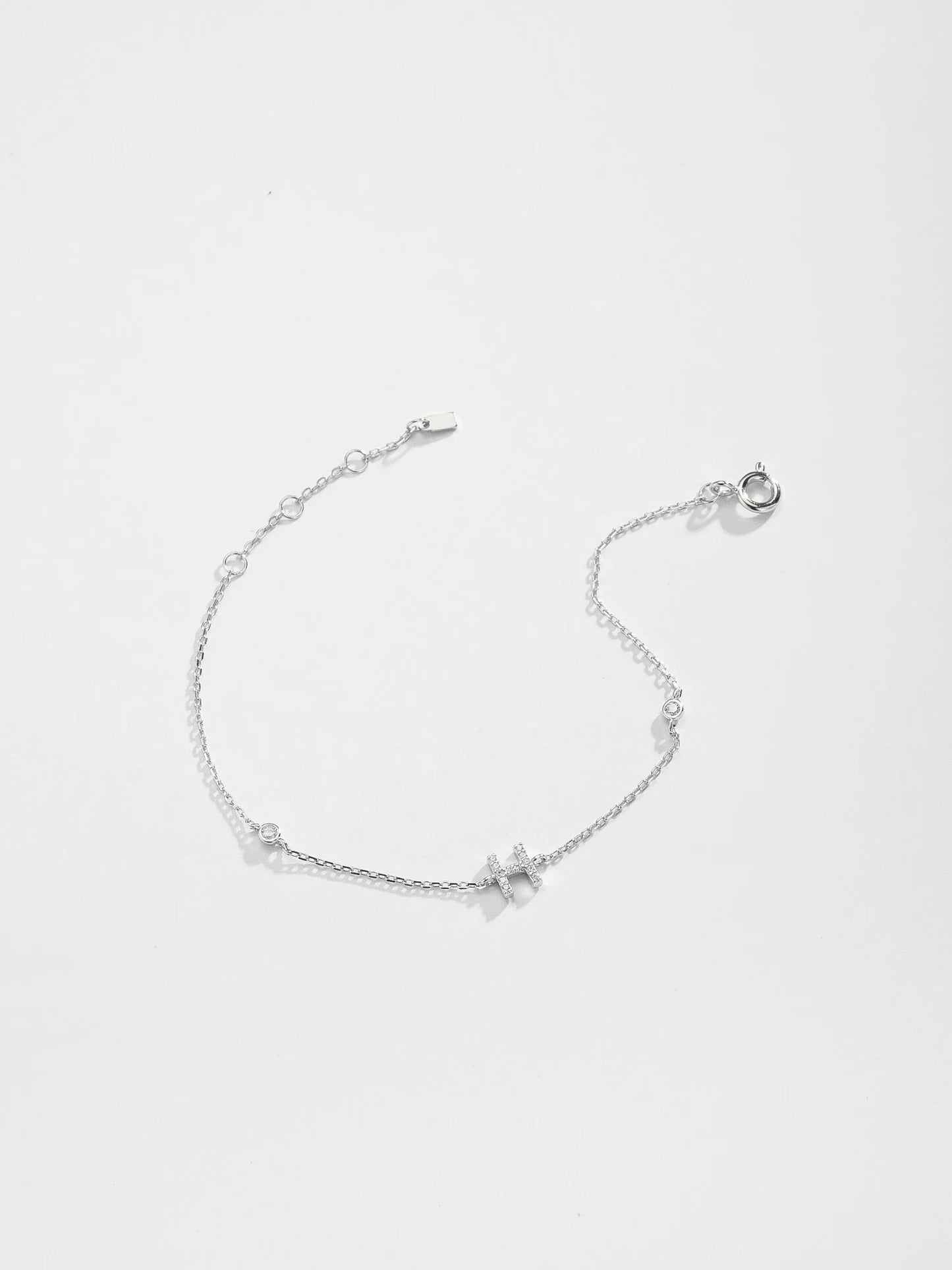 VEWANT 925 Sterling Silver Monogram Letter A - Z Initial Charm Chain Bracelet Luxury Wedding CrystalFine Jewelry