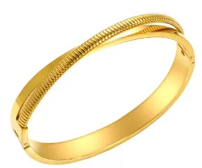 Bamboo Beads Punk Gold Plated Bangle for Women Men Trendy Stainless Steel Metal Bracelets Geometric Round Bead Jewelry Accessory