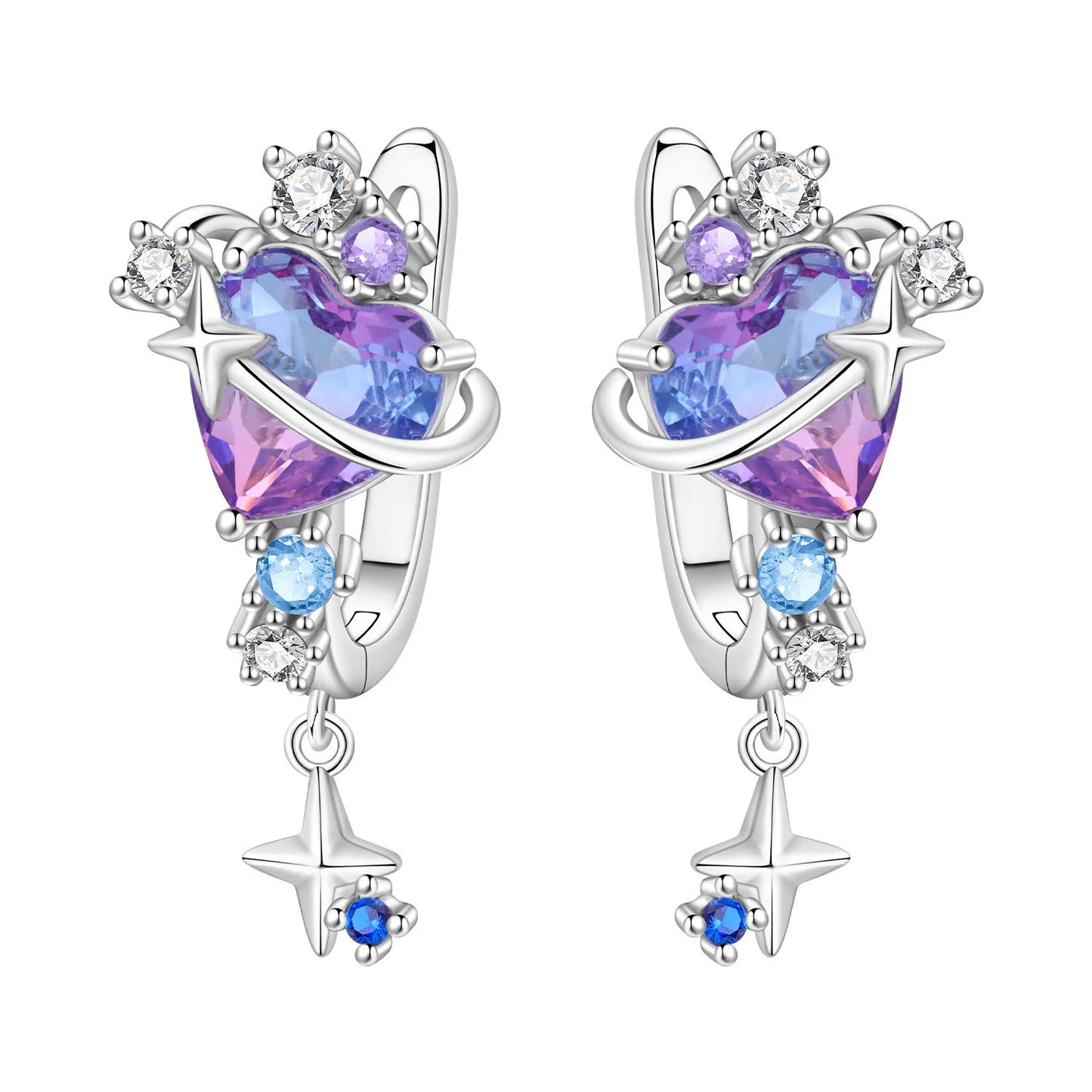 PANPOKI 925 Sterling Silver Multi Layer Starry Tassel Drop Earrings Women Earrings Charm Trend Versatile Party Jewelry Gifts