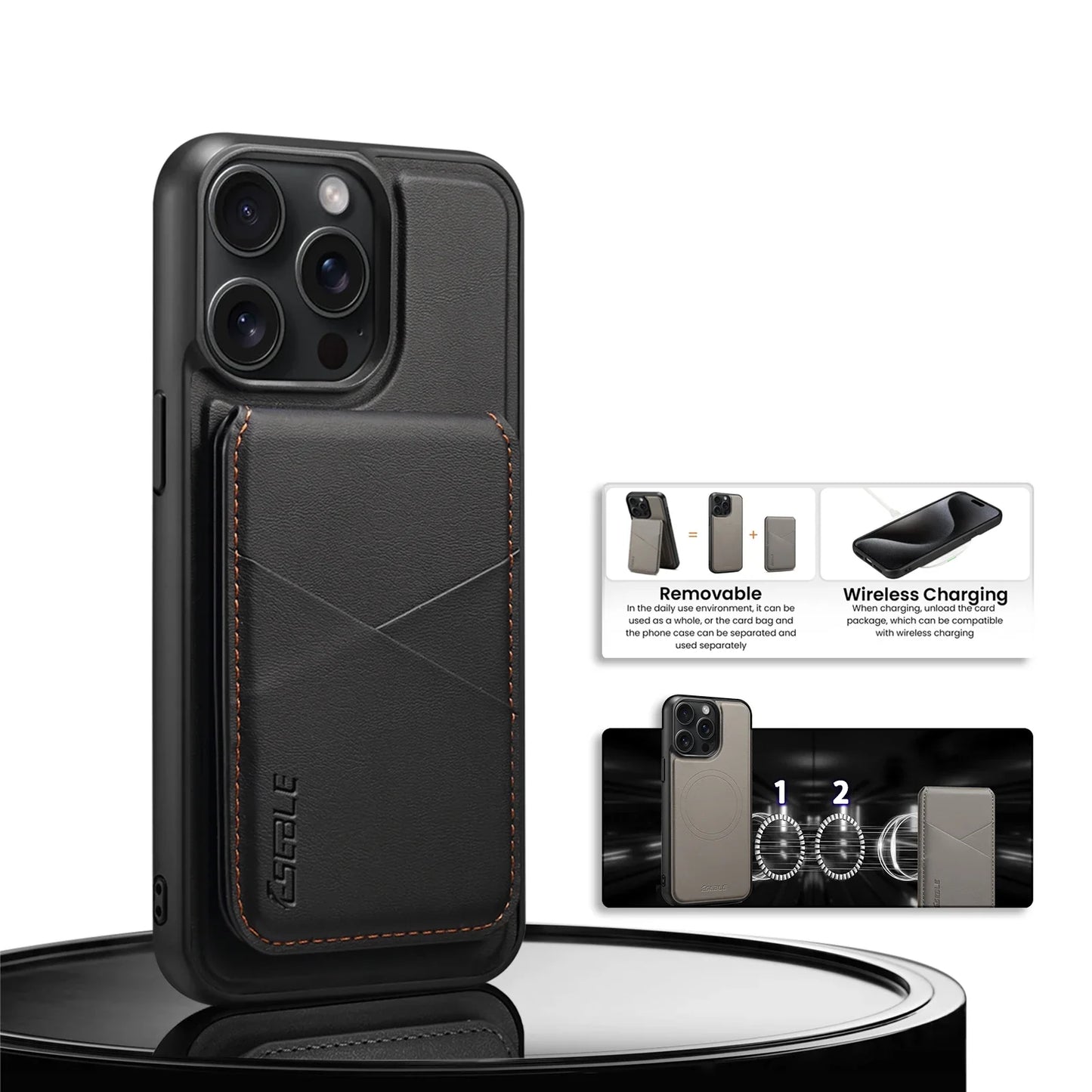2 In 1 Detachable Magnetic Leather Case for IPhone 17 16 Pro Max 15 14 13  Wallet Cover Cards Holder Pocket
