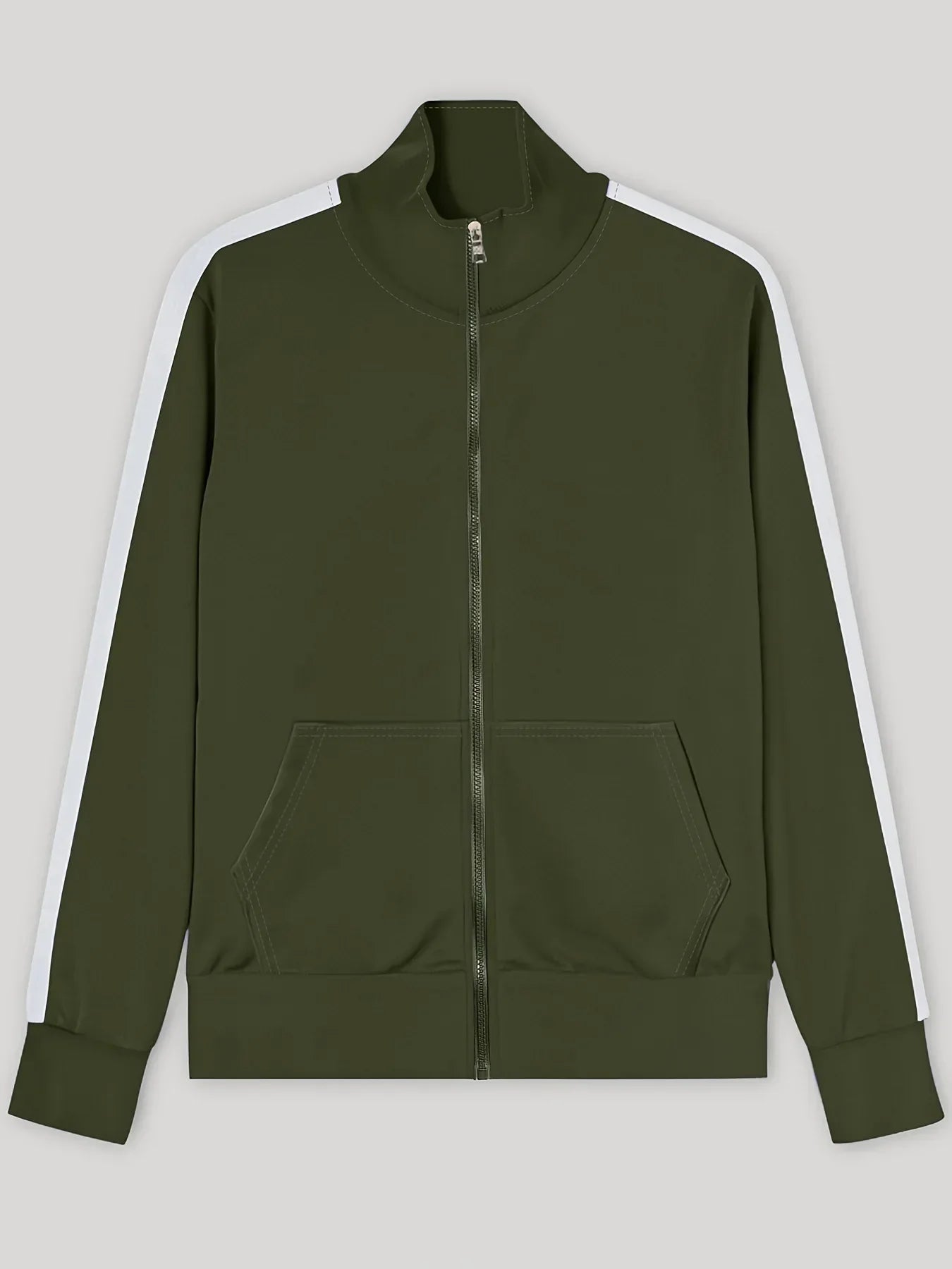 2025 Spring Autumn Men's 2-Piece Set Color Blocking Zipper Stand Collar Casual Sports Jacket Sweatshirt Trousers Suit