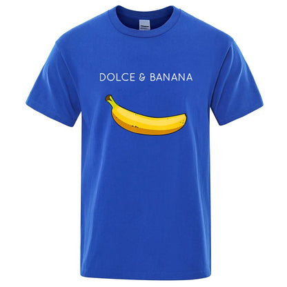 Summer Men's T-shirt High Quality 100%Cotton Funny Banana Printing Loose O-neck Men Short Sleeve Casual For Male T-shirt Top Tee