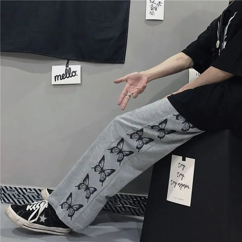 Y2k Oversize Graphic Wide Sweatpants Men Streetwear Print Casual Track Pants