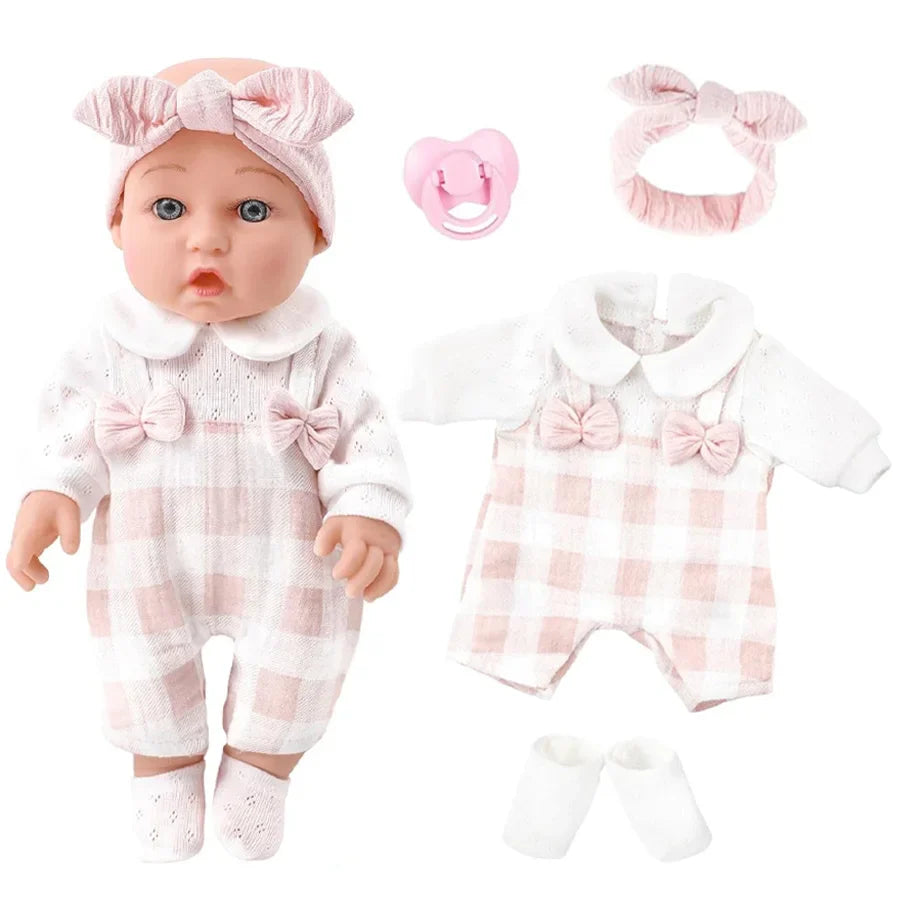 12inch Reborn Baby Dolls With Pink Cloths Pacifier Feeding Bottle Realistic Newborn Doll Vinyl Bebe Doll Toddler Children's Toy