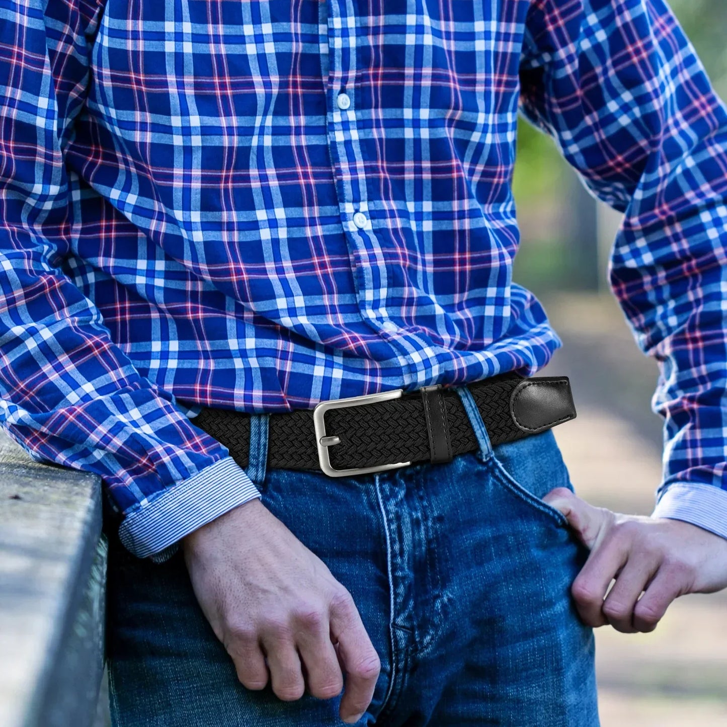 Men's Elastic Belts Unisex Casual Woven Belt for Men Outdoor Rock Climbing Training Work Belt with Jeans Belt of Women 115cm