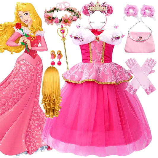 Girls Sleeping Beauty Aurora Dress Kids Butterfly Ball Gown Children Fancy Party Prom Frocks Off Shoudler Princess Costume 3-10T