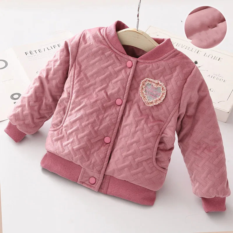 Fashion Children V-Neck Embroidery Patchwork Soft Thickening Baseball Jacket For Kids