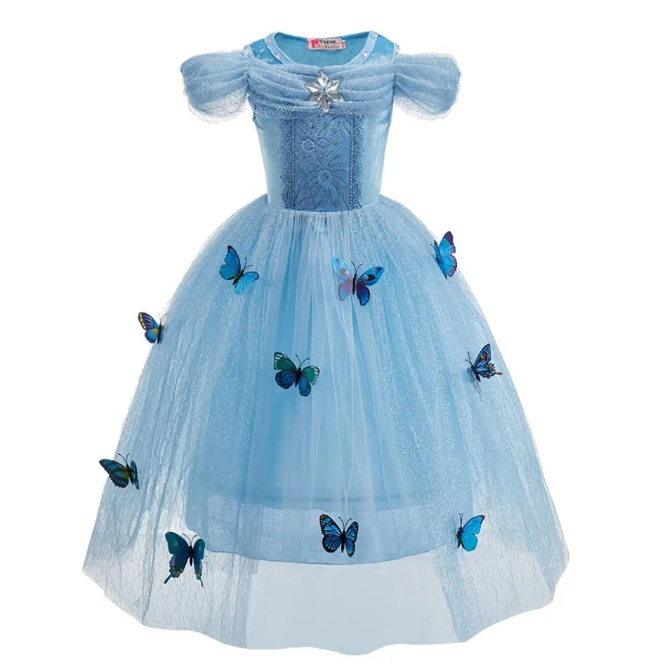 Cinderella Anna Elsa Costume Children Princess Dress for Girls Kids Cosplay Snow