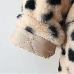 Female Baby Winter Coat Leopard Print Long Sleeved Warm Windproof Wool Sweater