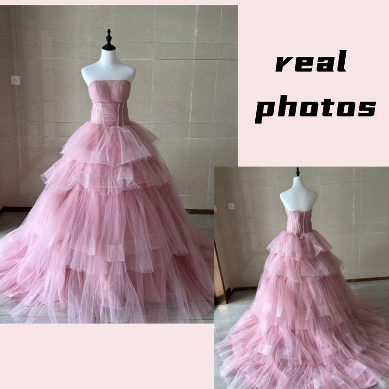 White Bridesmaid Dresses: Sweet Pink Ball Gown Wedding Dresses Classic Strapless