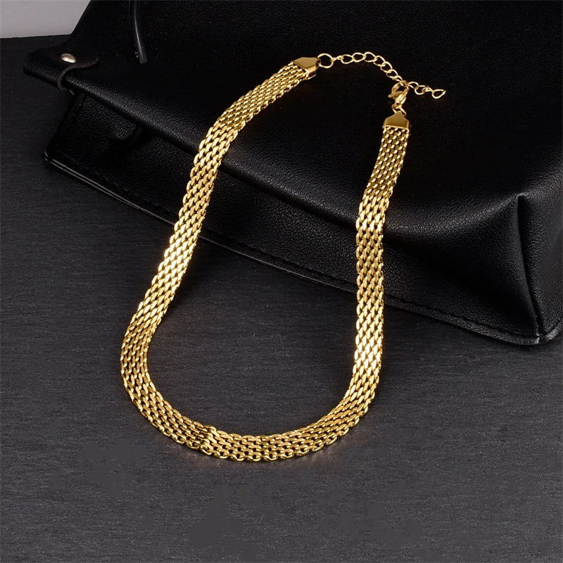 316L Stainless Steel New Fashion Fine Jewelry Set Minimalism Width 8mm Weave Charm