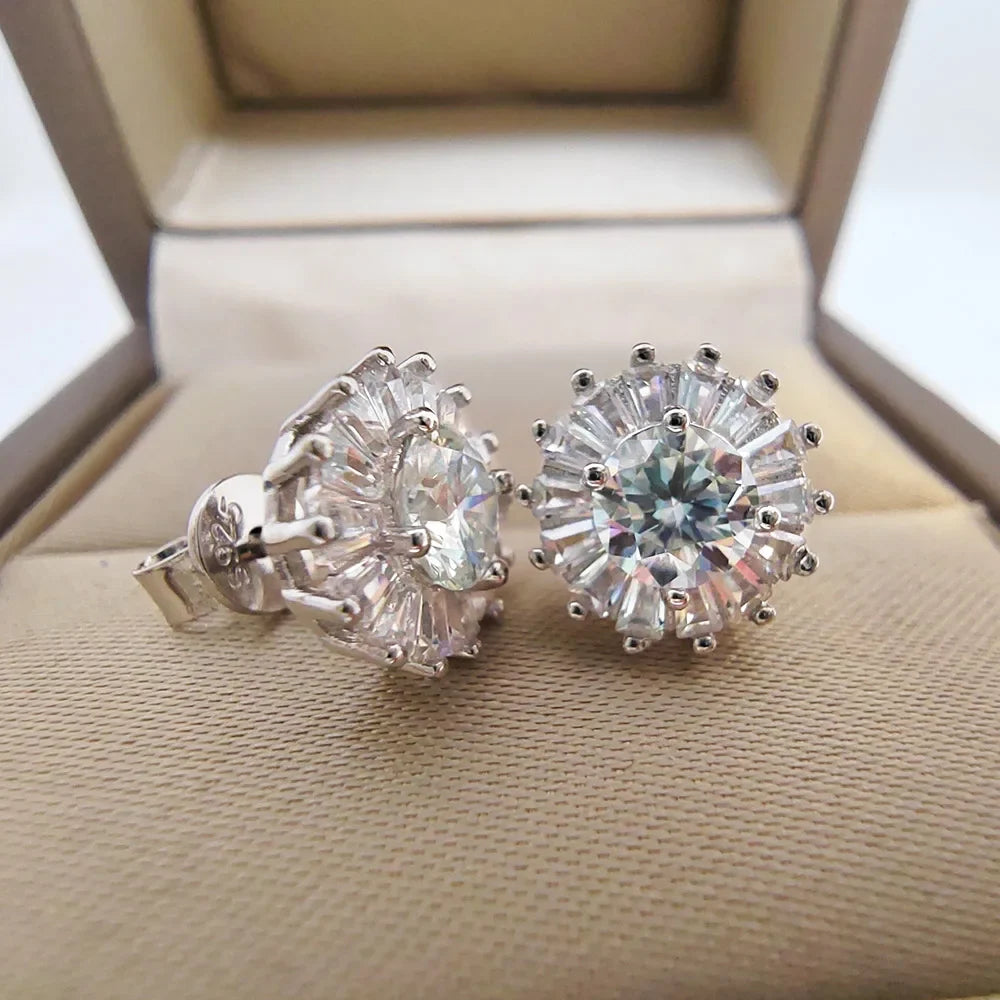 Luomansi 0.5CT 5MM D Moissanite Earrings S925 Silver Passed the Diamond Test Women Jewelry Wedding Party Birthday Gift