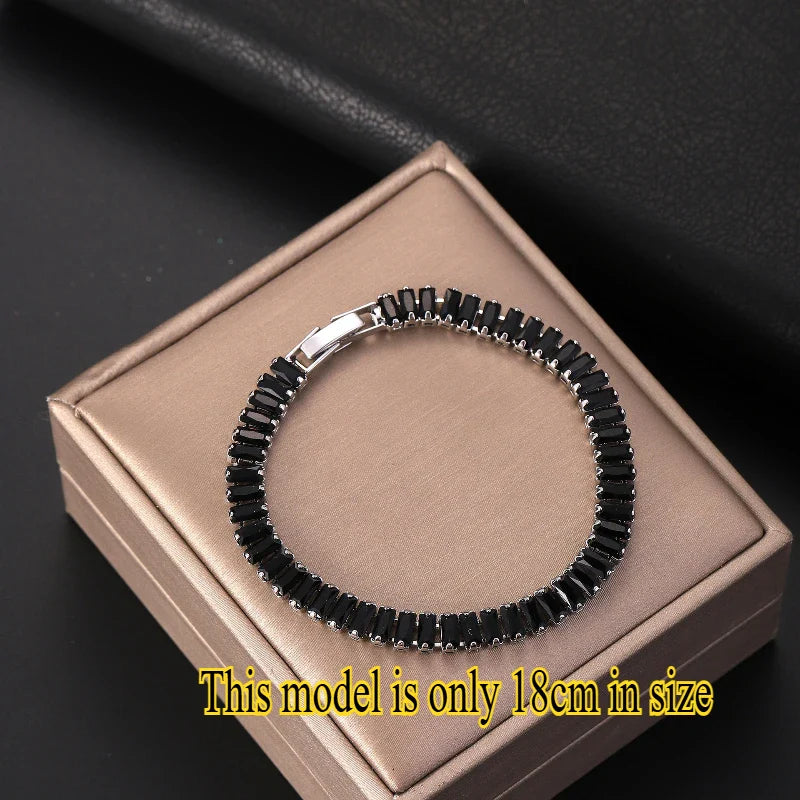 Luxury Hiphop Iced Out  4mm Cubic Zirconia Crystal Tennis Bracelets For Women Men Gold Color Silver Color Bracelet Chain Jewelry