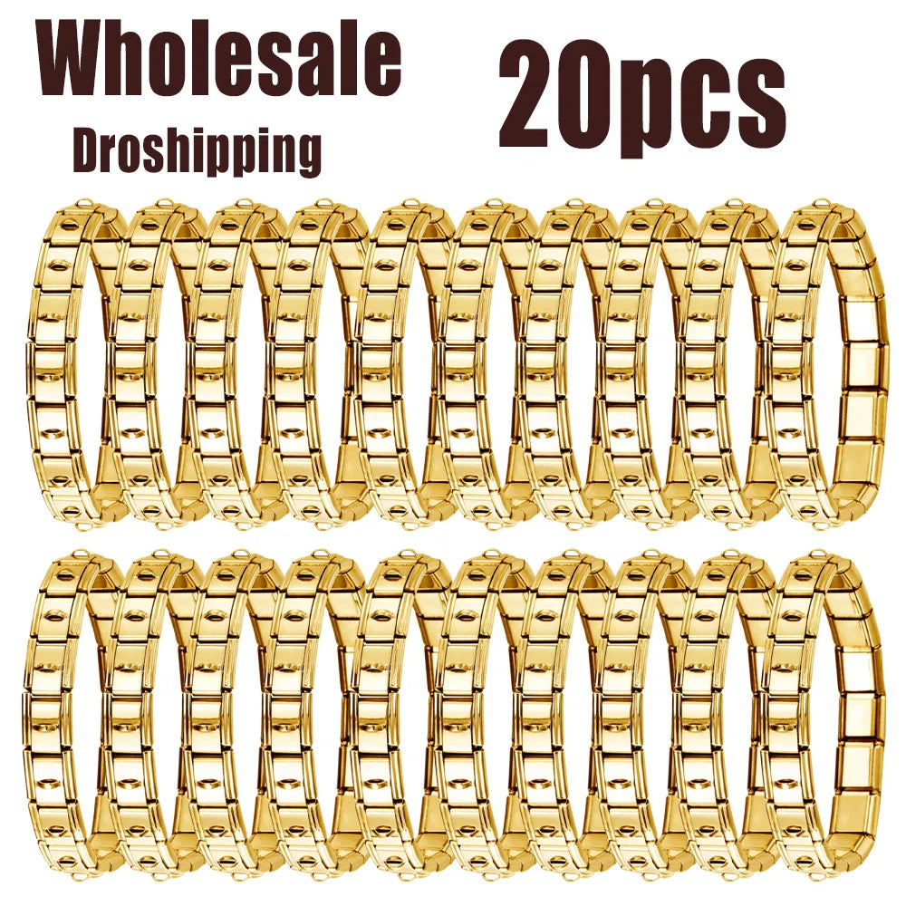 20pcs Wholesale charms italian Stainless Steel 9mm Colorful Style Elastic Bracelet for Woman Men DIY Making Gift Dropshipping