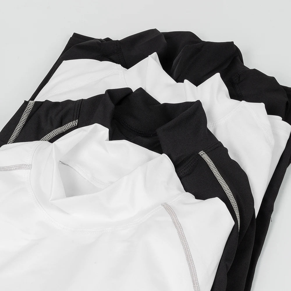 Men's Workout Compression Shirt Quick Dry Running T-shirt Turtleneck Long Sleeve Rash Guard Gym Base Layer Athletic Undershirt