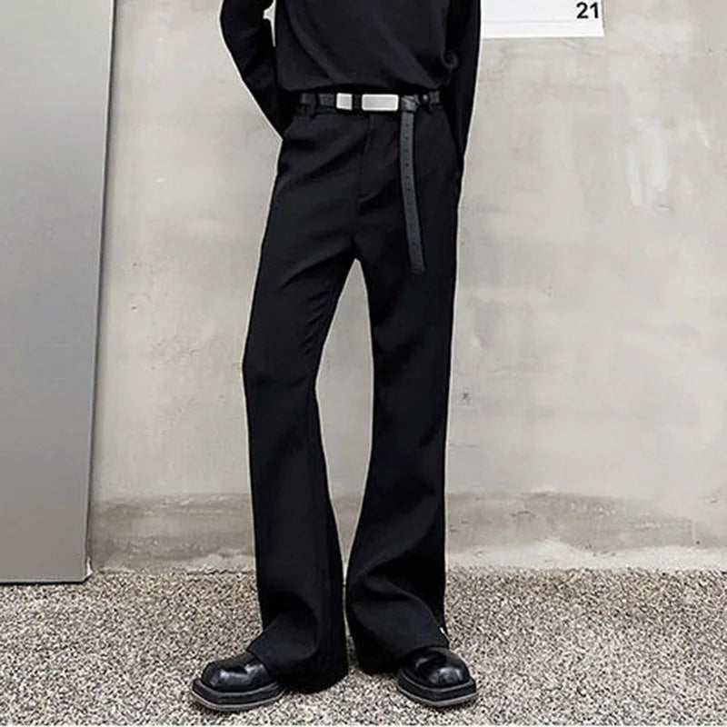 Trendy Male Suit Summer Pocket Minimalism Casual Solid Color Men Flare Trouser