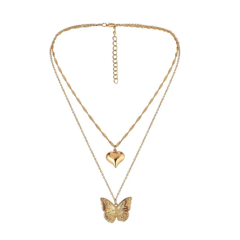 Korean Fashion Sweet Heart Shaped Necklace For Women Crystal Zircon Pendant Clavicle Chain Elegant Romantic Party Gift Jewelry