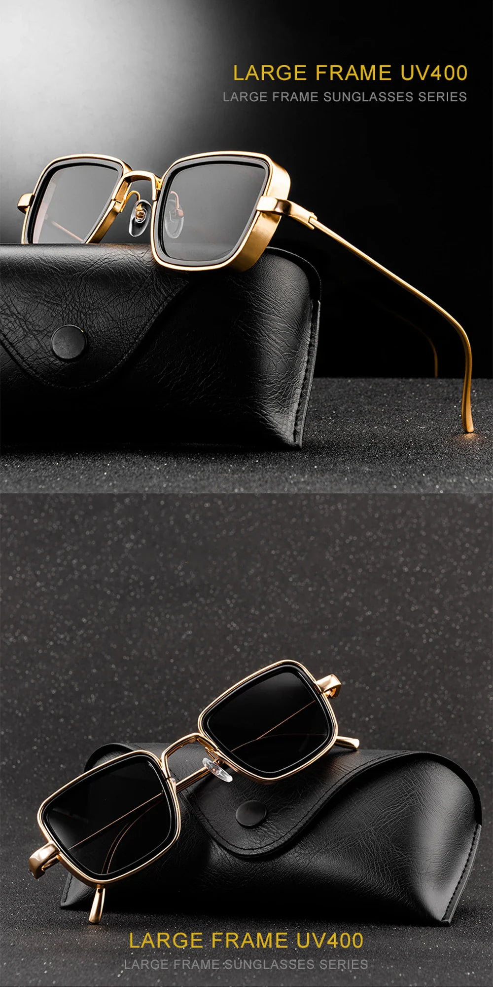 Stylish Retro Brand Shades Men Women Sun Glasses UV400 Square Vintage Metal Steampunk Sunglasses